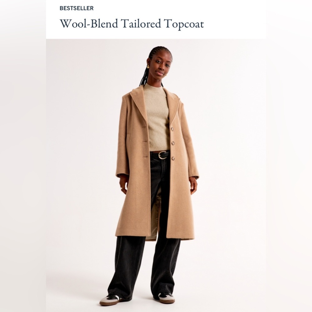 Abercrombie & Fitch Wool-Blend Tailored Topcoat Size Small